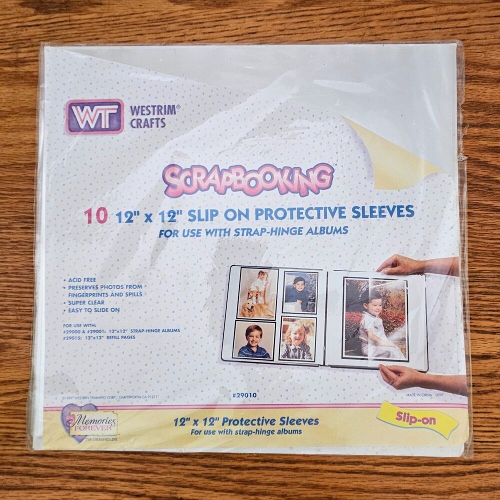 Westrim 10 Slip-on Protective Sleeves 12x12" for Strap-Hinge Scrapbook Albums